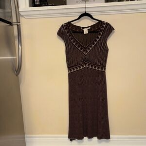 Max Studio Brown Geometric Midi Dress